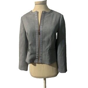 Ted Baker Mid Grey Bow Detail 2pc Suit Crop Blazer Pants Texture USA 2 NWT